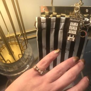 Henri Bendel Iconic Stripe Crystal Ring & Gift Bag